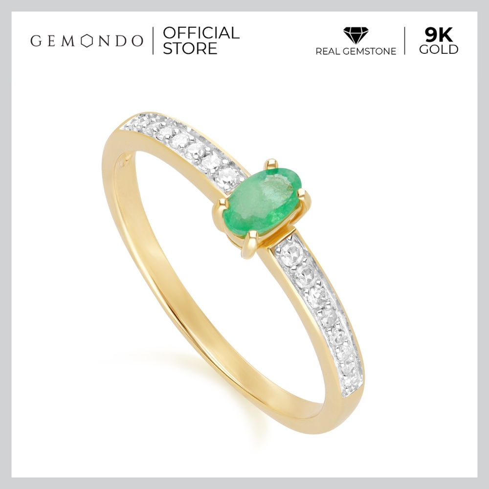 แหวน GEMONDO หมั้นมรกตรูปไข่ทอง 9K และเพชรคลาสสิก ราคา 9,990 บาท*ส่งฟรี