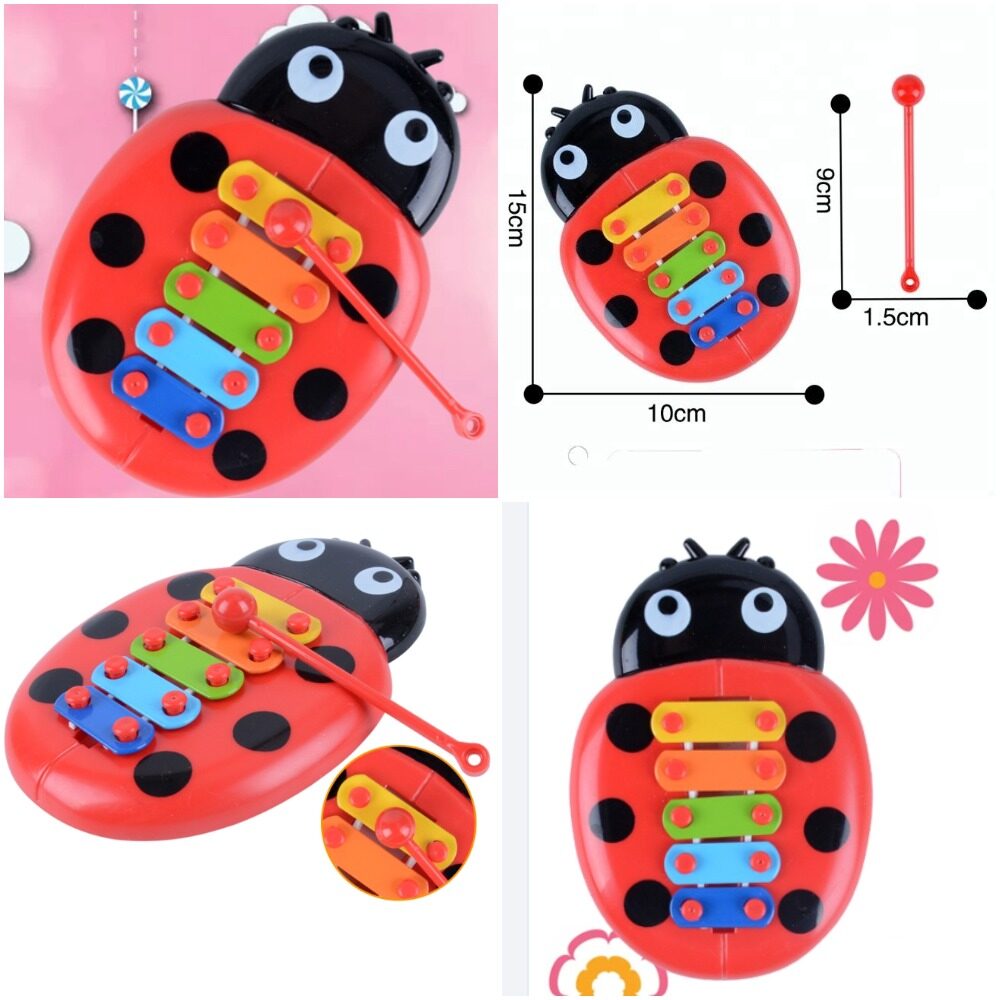 ระนาดเด็ก ระนาดเต่าทอง ของเล่นสำหรับเด็ก   Kids Ladybug Xylophone Music Toy, Early Learning Development Toy for Toddlers