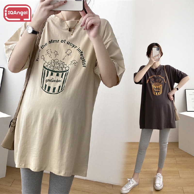 IQANGEL ชุดคลุมท้องแขนสั้นเสื้อยืดหลวมขนาดบวกท็อปส์ลำลอง ราคา 149 บาท*ส่งฟรี