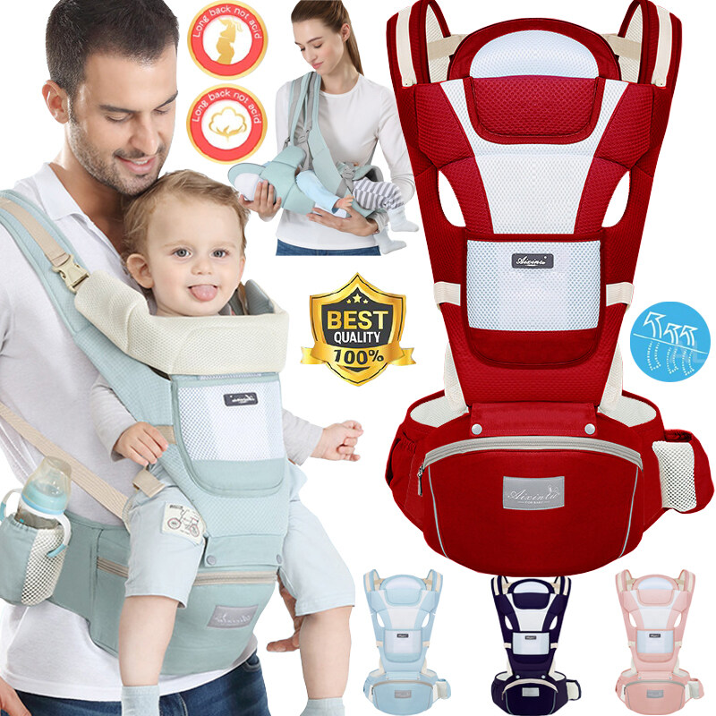 เป้อุ้มเด็ก 0-4 ปี Baby Carrier Pro เป้อุ้มเด็กฝ้าย อุ้มเด็กอย่างสบายๆ ตะข่าย 3D ระบายอากาศ อุ้มทารกแรกเกิดแบบนอนได้ 3IN1 Baby Hipseat Ergonomic Baby Carrier Soft Cotton