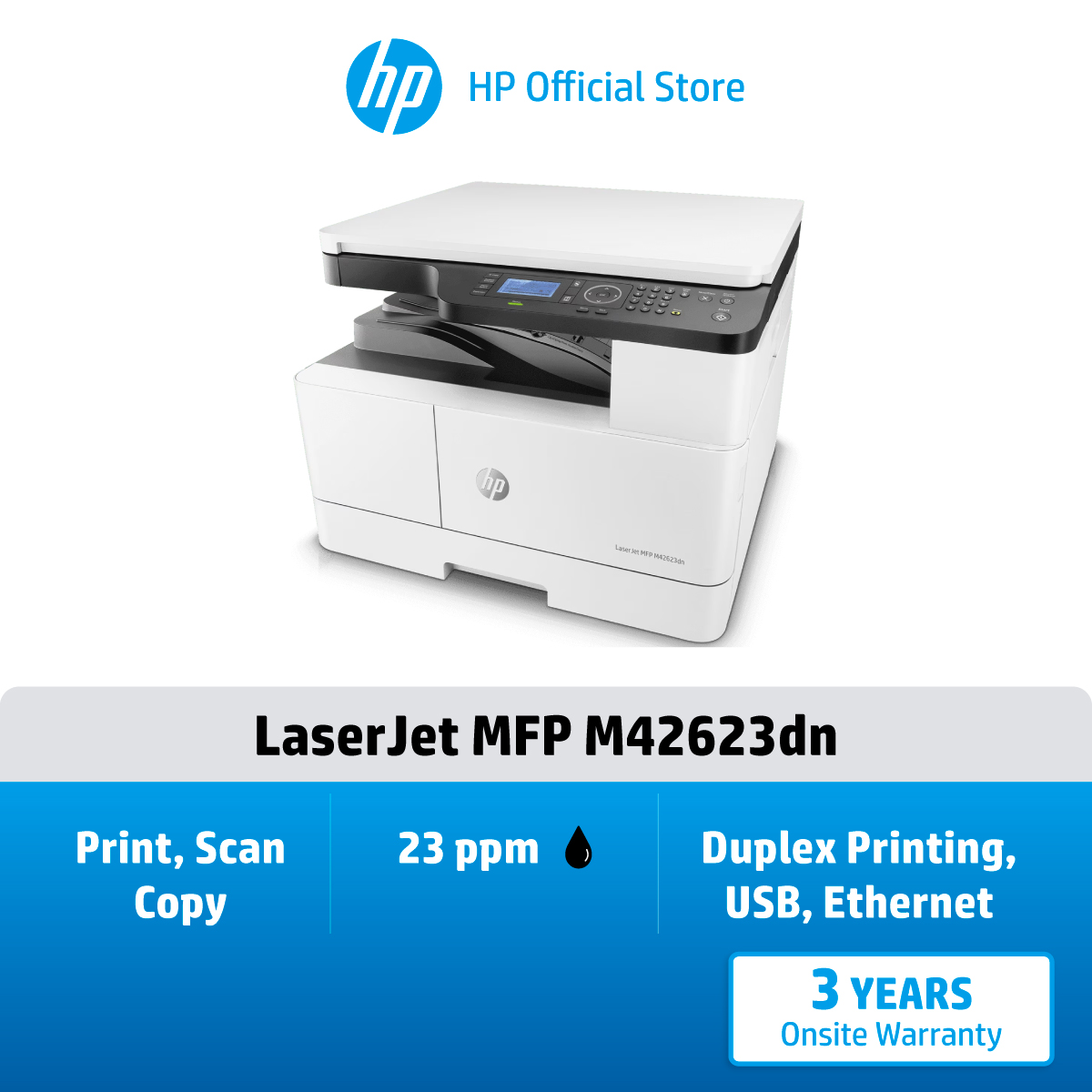 [ผ่อน 0%] HP LaserJet MFP M42623dn / รองรับ A3 / Duplex / Warranty 3Y Onsite ราคา 26,990 บาท*ส่งฟรี