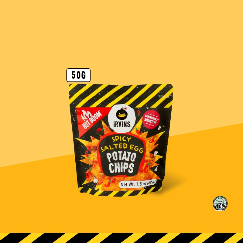 IRVINS มินิมันฝรั่งทอดกรอบเคลือบไข่เค็มรสเผ็ด (Mini Spicy Salted Egg Potato Chips) ขนาด 50 g ราคา 147 บาท*ส่งฟรี