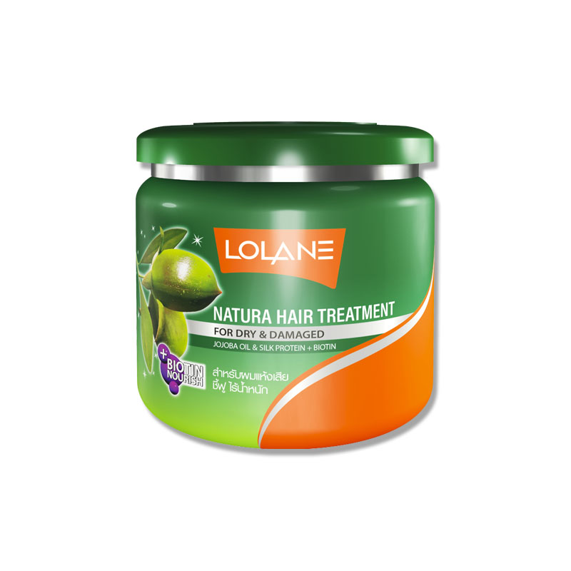 Lolane Natura Hair Treatment for Dry & Damaged jojoba oil& silk protein+biotin โลแลน เนทูร่า ครีมหมักผมส่วนผสมโจโจบาออยและโปรตีน
