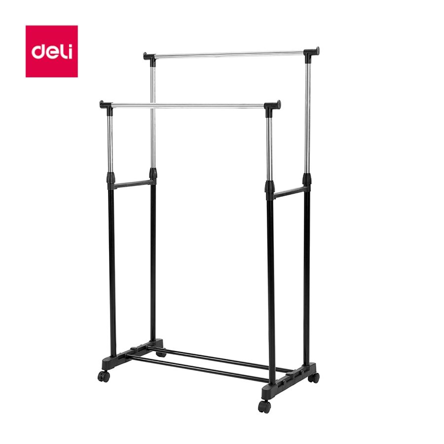 Deli ราวแขวนผ้าสแตนเลส ราวแขวนผ้า ราวตากผ้า ราวเเขวนเสื้อผ้า ราวเเขวนผ้าเหล็ก โครงเหล็กเเข็งเเรง มีล้อเลื่อน ปรับยืดหดได้ 1 ชั้น 2 ชั้น Clothing Rack ราคา 330 บาท*ส่งฟรี