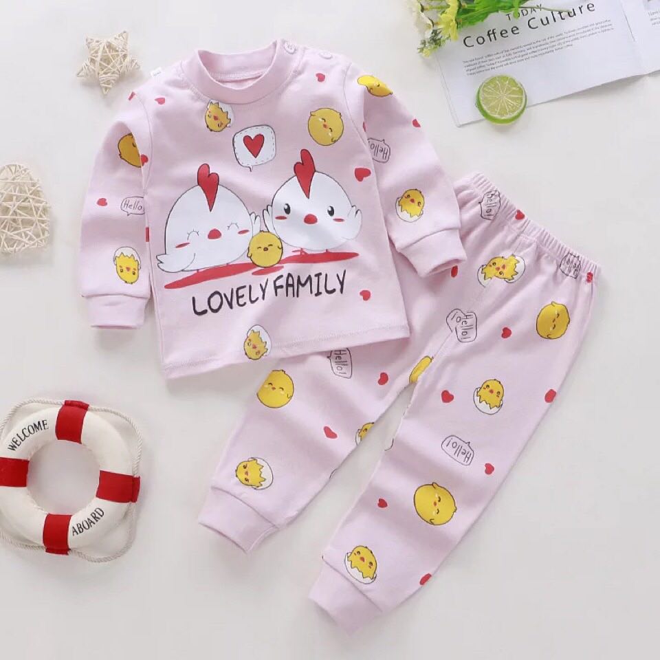 (ชุดนอนเด็ก หญิง 4 เดือน - 4 ขวบ)?ผ้านิ่ม cotton ลายการ์ตูนน่ารักสีสันสดใส size 80-120