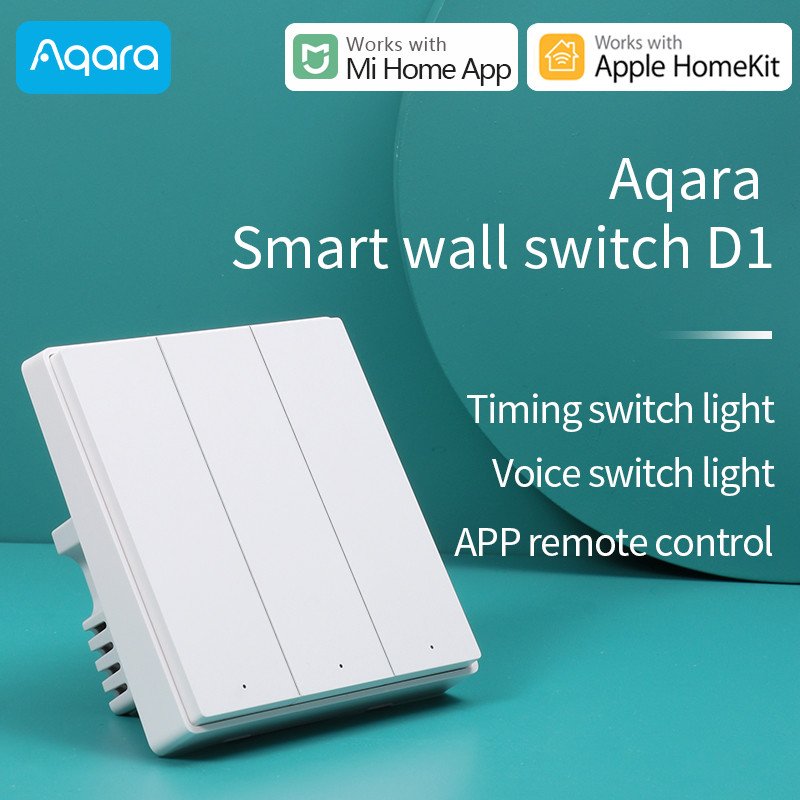 (Delivered in Thailand) Xiaomi Aqara D1 smart switch wall switch Zigbee lighting switch 220V 50Hz can be used with Apple Homekit Siri remote control smart switch with remote control wireless key zero wire fire wire/no neutral switch