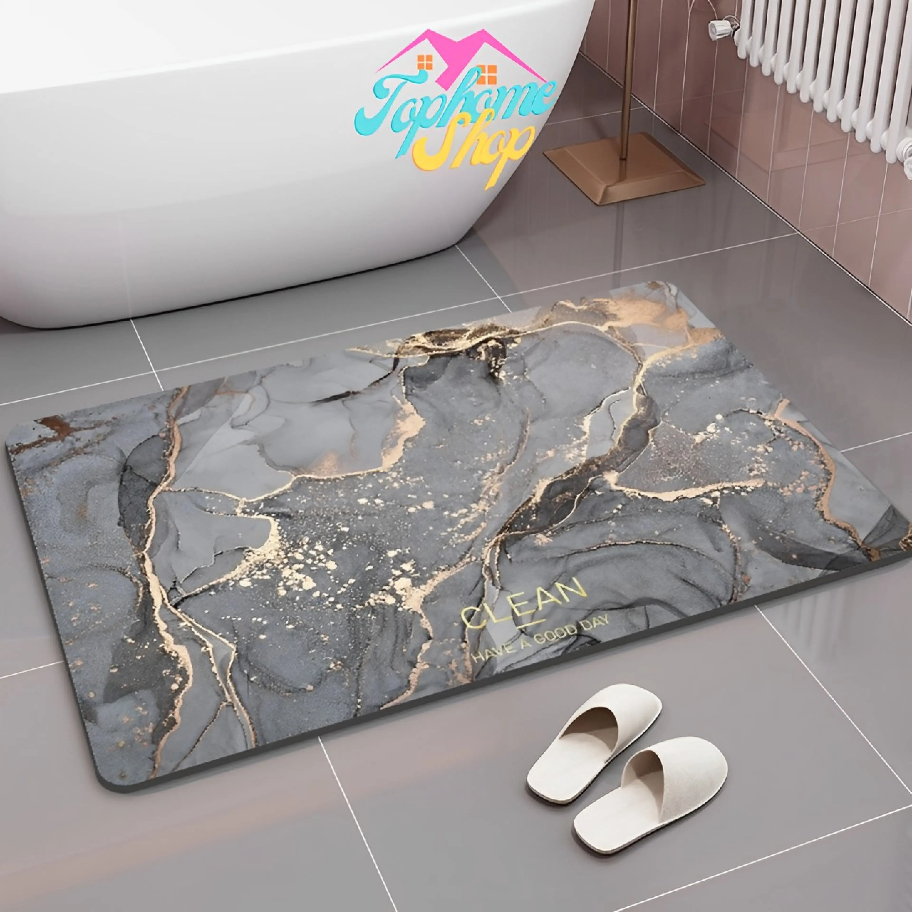Topshome 40x60mm soft clay mineral bathroom doormat with good anti-slip BO-E007