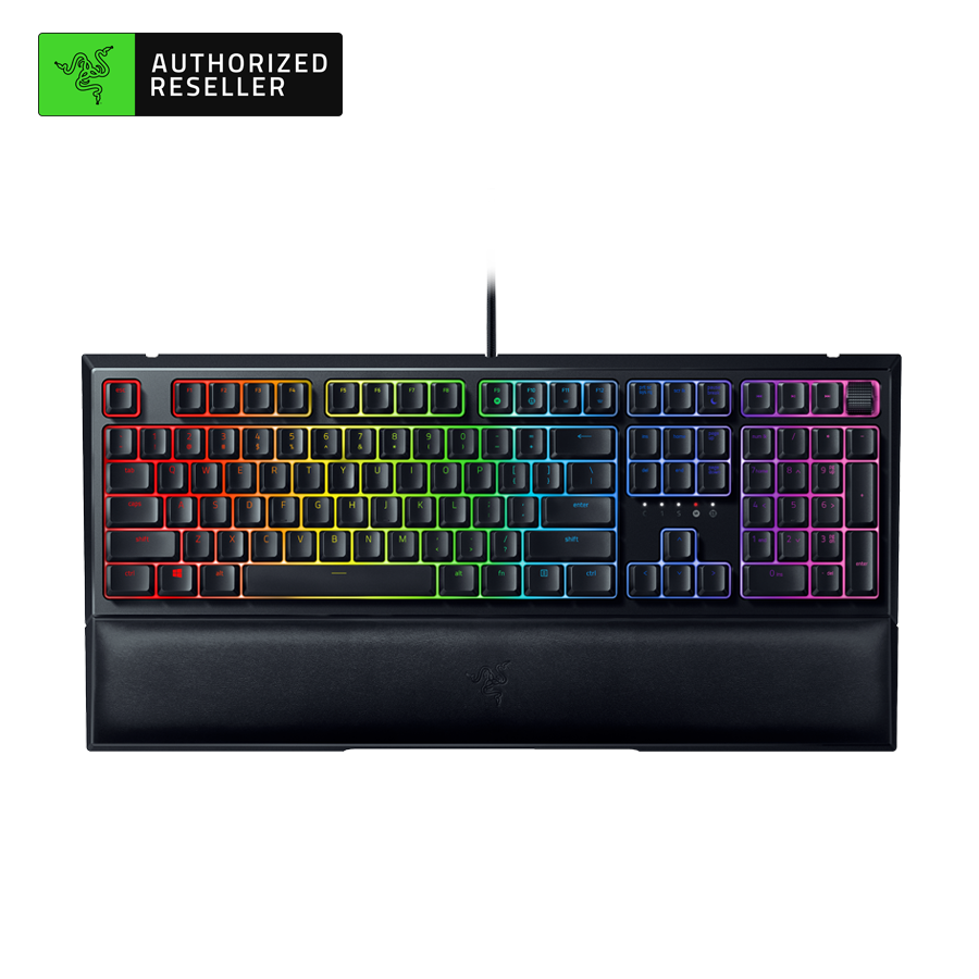 RAZER Keyboard Ornata V2 Mecha - Membrane Thai Layout -  คีย์บอร์ดเกมมิ่ง มีไฟ RGB มาพร้อมที่รองข้อมือนุ่มสายและแป้นภาษาไทย ดีไซน์เรียบหรู (รับประกันสินค้า 2 ปี)