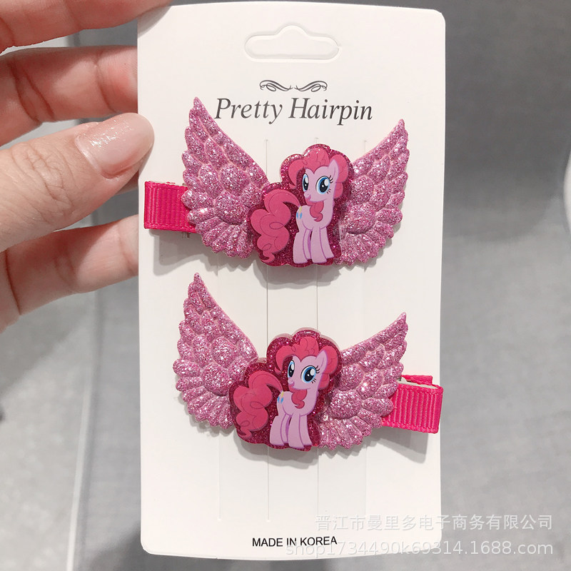 กิ๊บติดผม โพนี่ little Pony รูปปีกมีเกร็ดสะท้อนแสง กิ๊ฟติดผม 1 คู่ คุณภาพดี สีสันสวยงาม