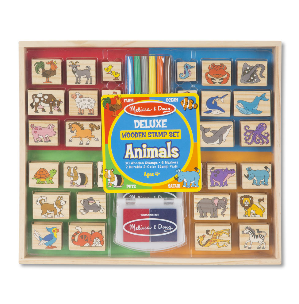 [หมึกล้างออก] รุ่น 2394 ชุดแสตมป์สัตว์พร้อมหมึก non-toxic Melissa & Doug Deluxe Stamp Set Animals รีวิวดีใน Amazon USA เสริมสมาธิ เล่นหลายปี ของเล่น มาลิซ่า 3 ขวบ