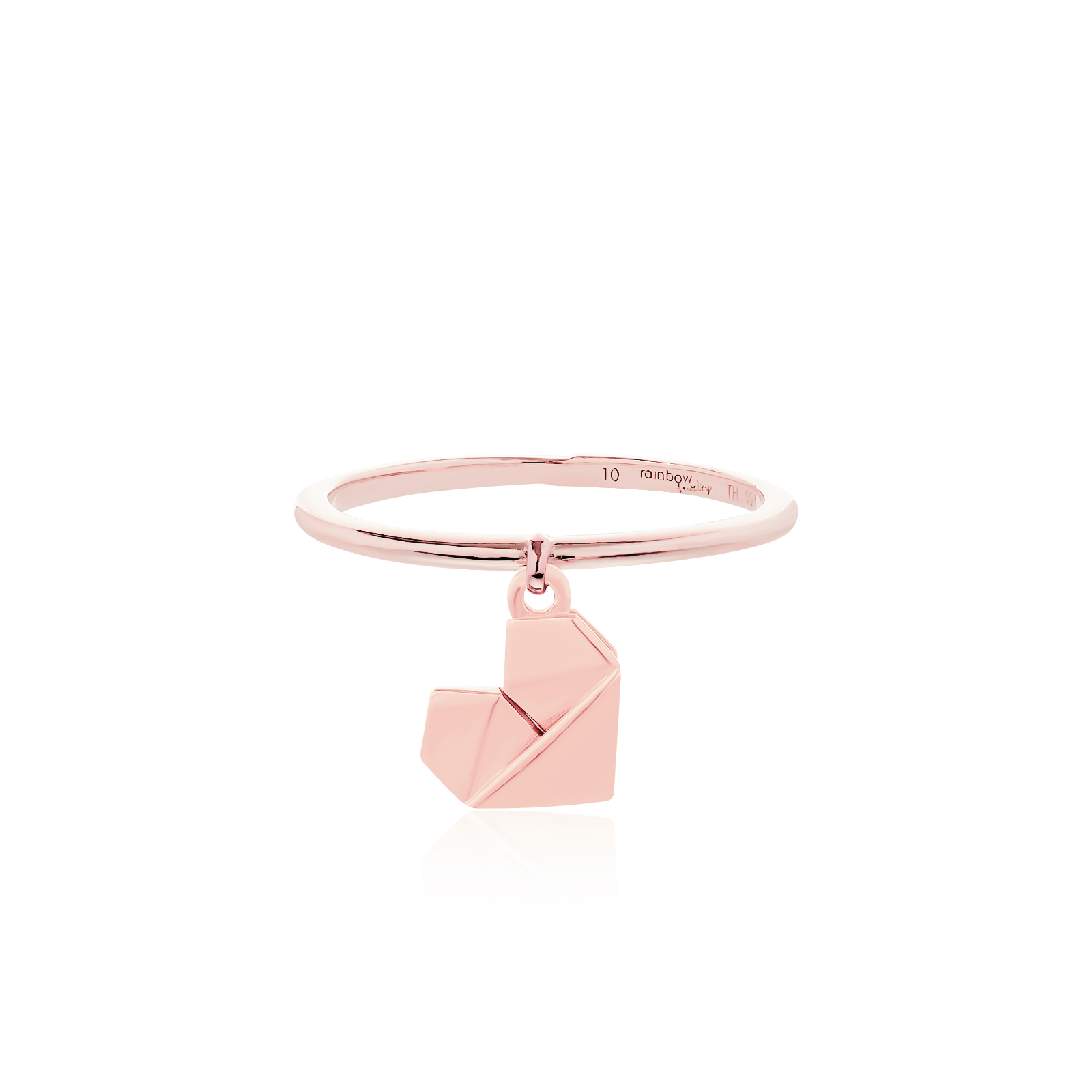 ORIGAMI LUCKY RING แหวนห้อยจี้ลายกระดาษพับ สัญลักษณ์แห่งความโชคดี และ ความสุข 13 ลาย สีทองชมพู Rose Gold