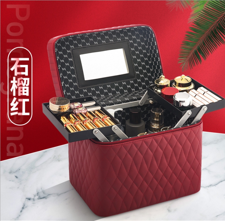 กล่องเก็บเครื่องสำอางสำหรับพกพา สวยหรู Cosmetic Box มี 4 สีให้เลือก 2 ถาด  กระเป๋าเดินทาง กระเป๋าผู้หญิง กระเป๋าแฟชั่น