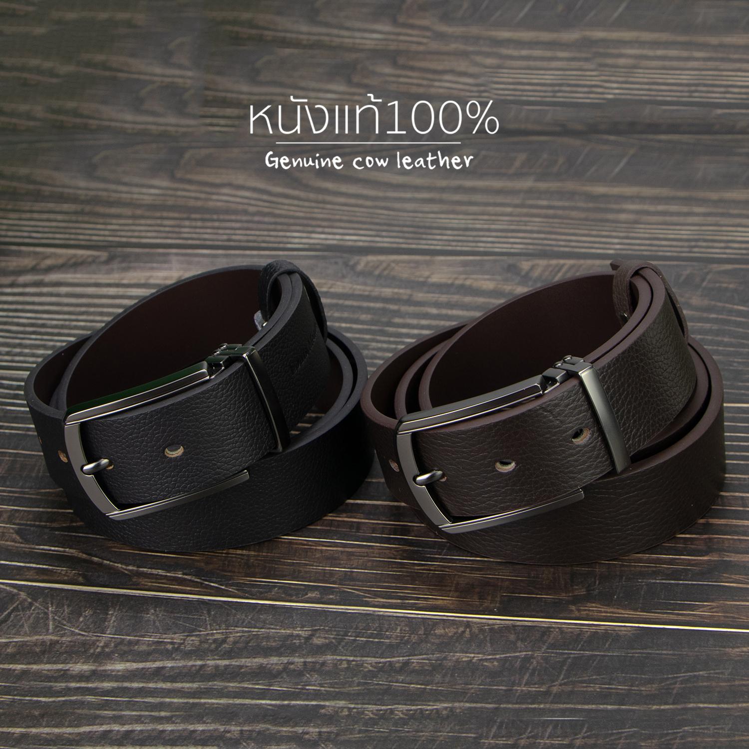 Louis Montini Grained Leather Belt เข็มขัดผู้ชาย หนังวัวอัดลายเม็ด มาพร้อม Packaging หรูหรา และ การรับประกัน 2 ปี Men Belt เข็มขัดหนังแท้ – MGN153