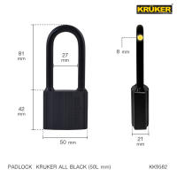 KRUKER กุญแจ All Black Padlock  กุญแจ สีดำ พร้อมลูกกุญแจ 3 ดอก ใส้ทองเหลืองแท้ วัสดุเหล็กดำ พร้อมส่งจากไทย