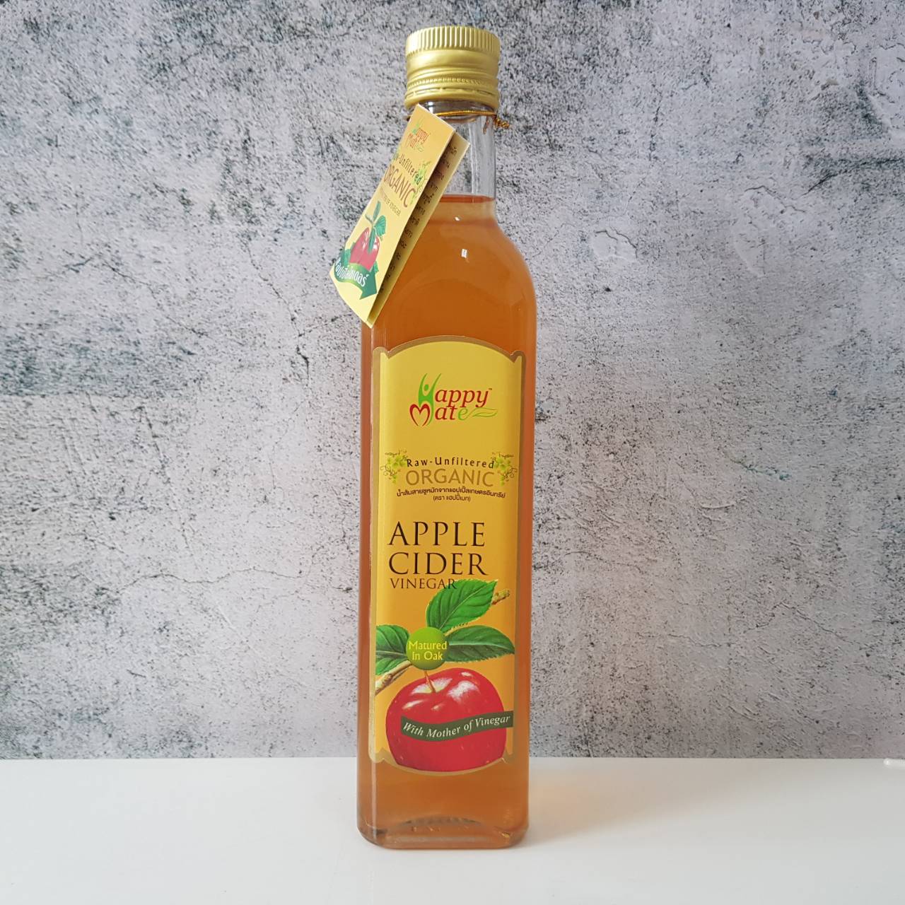 [Keto] Happy Mate น้ำส้มสายชูหมักจากแอปเปิ้ล Apple Cider Vinegar ACV ขนาด 500 มิลลิลิตร KinD Keto