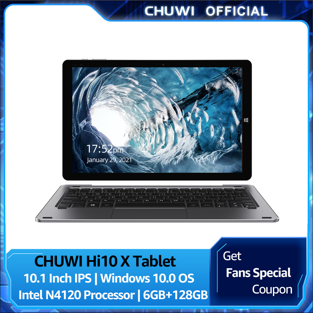 CHUWI Hi10 X 2-in-1 แท้ Windows 10 แท็บเล็ตพีซี / 10.1 นิ้วหน้าจอ 1920x1200 FHD / Intel® N4120 CPU / 6GB + 128GB / ประเภท -C ชาร์จ / สไตลัสและแป้นพิมพ์เสริม