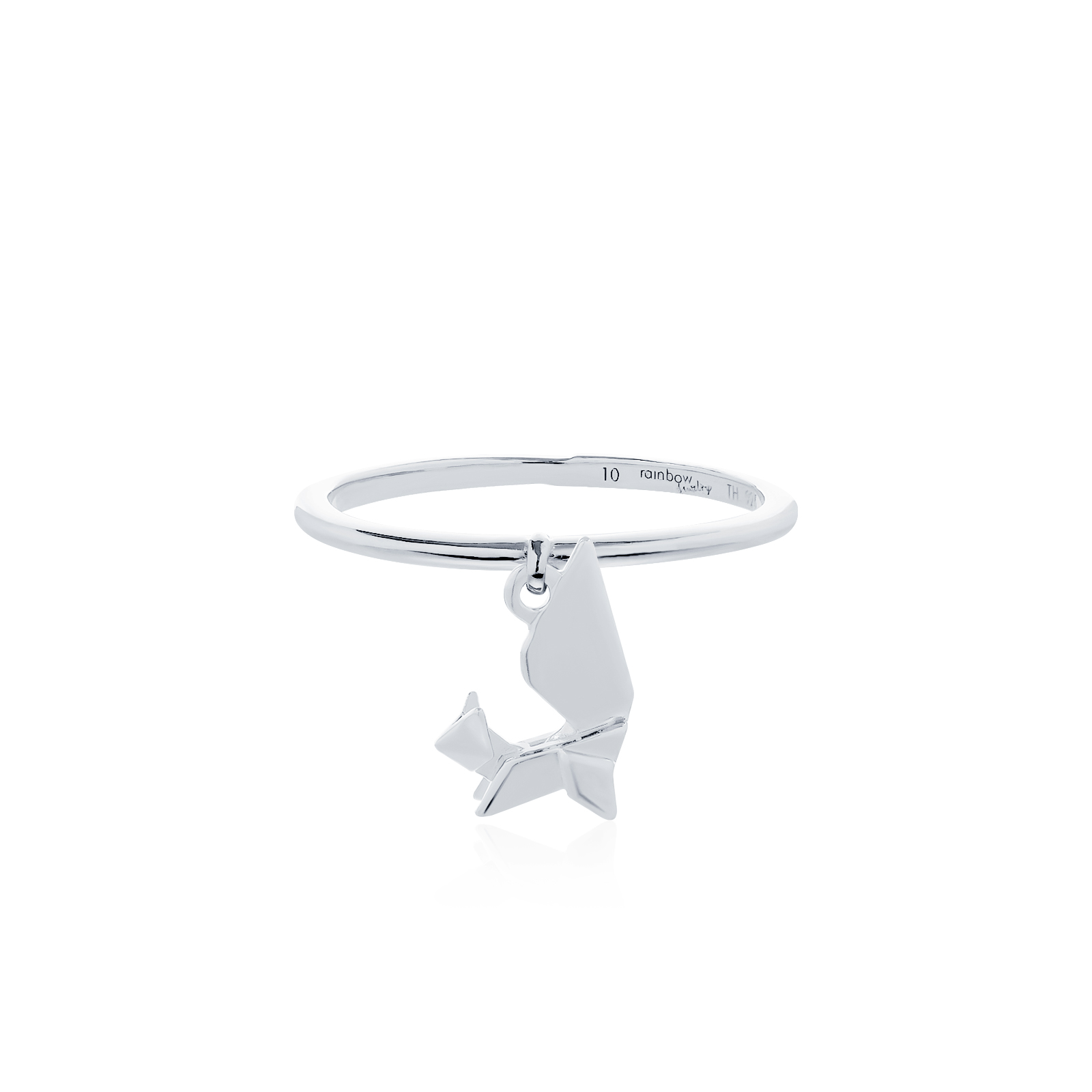 ORIGAMI LUCKY RING แหวนห้อยจี้ลายกระดาษพับ สัญลักษณ์แห่งความโชคดี และ ความสุข 13 ลาย สี White Gold