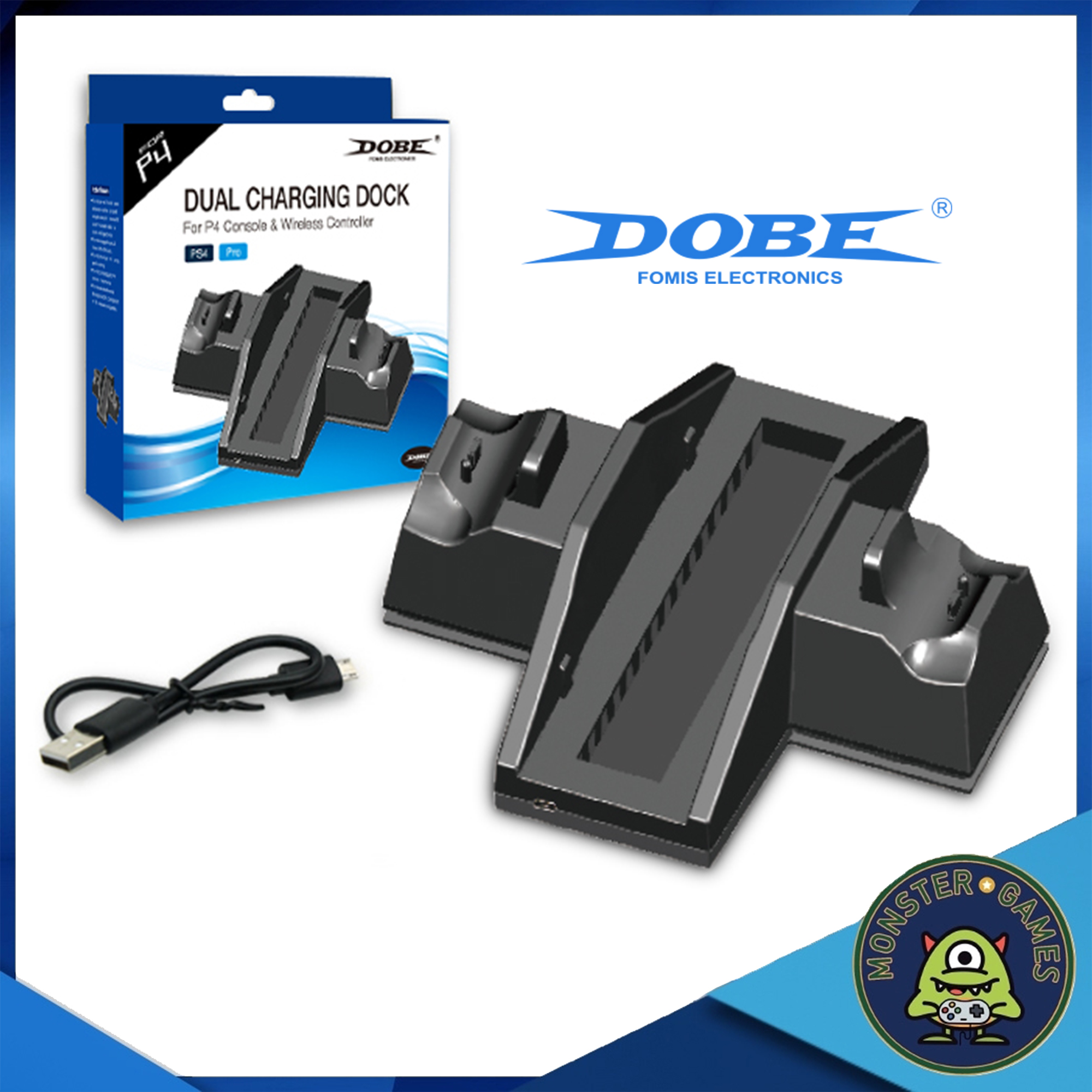 Dobe Charging Dock for PS4 Slim & Wireless Controller (Dobe)(Dobe PS4 Pro)(PS4 Pro charging dock)(แท่นชาร์จจอย PS4 Pro)(แท่นชาร์จจอย PS4)