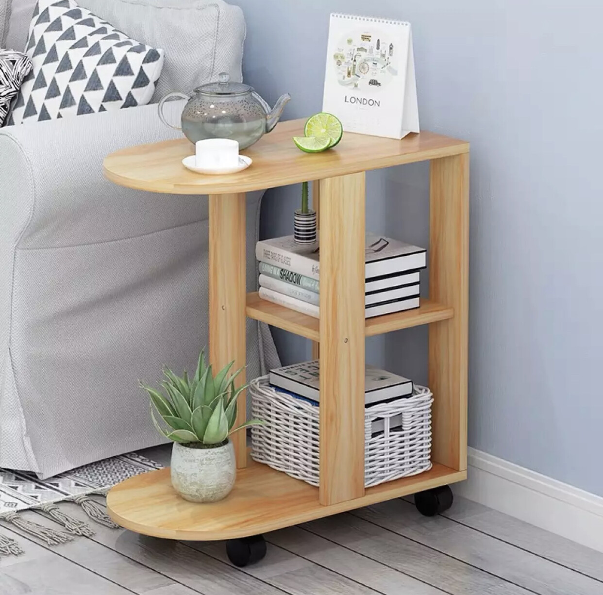 SQโต๊ะข้างเตียง โต๊ะข้างโซฟา โต๊ะอเนกประสงค์ไม้ รุ่น United ขนาด กว้าง60x ลึก30 xสูง66.5Cm. สีธรรมชาติ สีขาว โต๊ะวางของ โต๊ะมีล้อ ราคา 499 บาท*ส่งฟรี