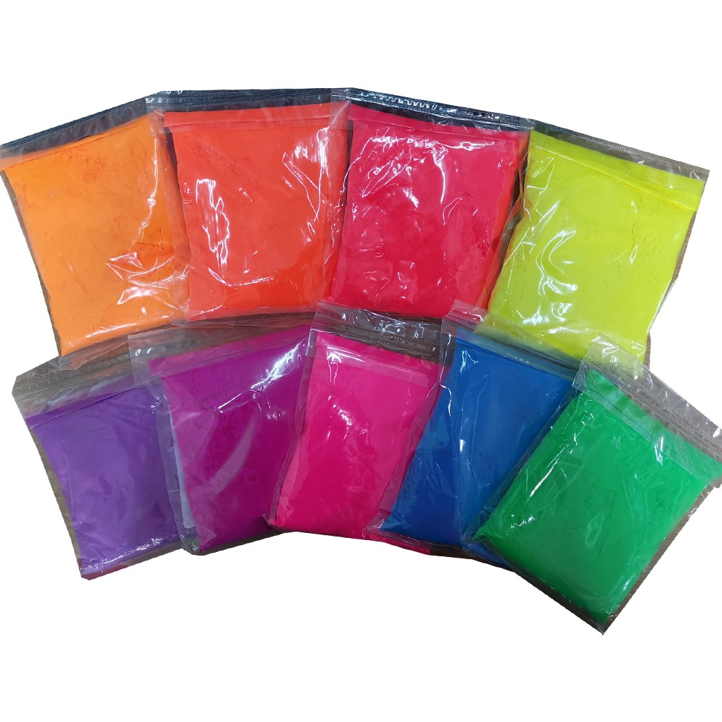 สีฝุ่นสะท้อนแสง 100กรัม/ถุง มีทุกสี ถูกๆพร้อมส่ง Fluorescent Pigment Powder