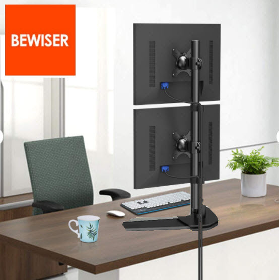 BEWISER MB2 Computer 2/3 vertical display stand Height Adjustable Monitor 14"-32" VESA Mount Arm Full Steel Metal Stand Desk Cramp black color (VAT Receipt) ราคา 890 บาท*ส่งฟรี