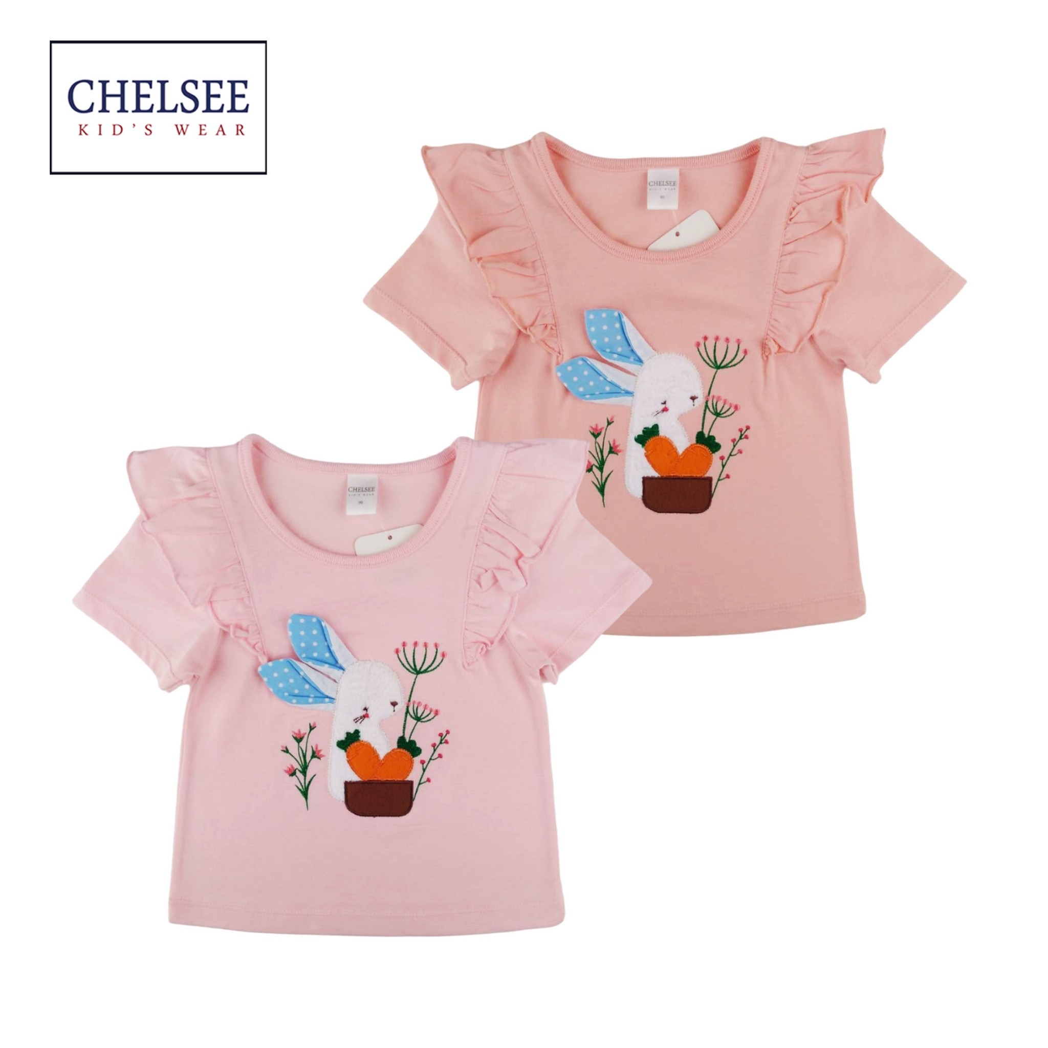 Chelsee เสื้อยืดคอกลม เด็กผู้หญิง รุ่น 238021 ลายกระต่าย ผ้า 100%Cotton อายุ 1.5-10 ปี เสื้อผ้าเด็ก ราคา 214 บาท*ส่งฟรี