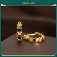ASIX GOLD ต่างหูเพชรจุดเคลือบทอง 24K ต่างหูผู้หญิง สีไม่เปลี่ยนเป็นสีดํา ไม่ลอก ของขวัญที่สวยงาม