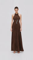 Eternity Collection Elle Elegant Pleated Maxi Dress with Back Slit and Elegant Cut-Out Shoulder(พรีออร์เดอร์ 3-4 สัปดาห์)