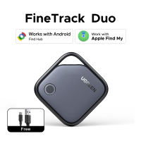 UGREEN Rechargeable FineTrack Duo Smart Tag Tracker Support Google + Apple IOS System Work with Apple Find My App and Android Find HUB App Anti-Loss Device Airtag for Car Keys Wallets Pets with 1-Year Battery Life Model:75646