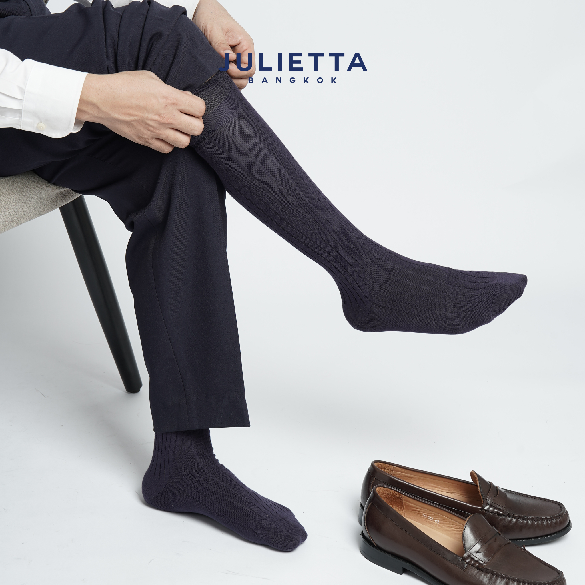 JULIETTA - Dress Knee High Socks - Premium Cotton Fabric ถุงเท้ายาวถึงเข่า Rib Sock ราคา 390 บาท*ส่งฟรี