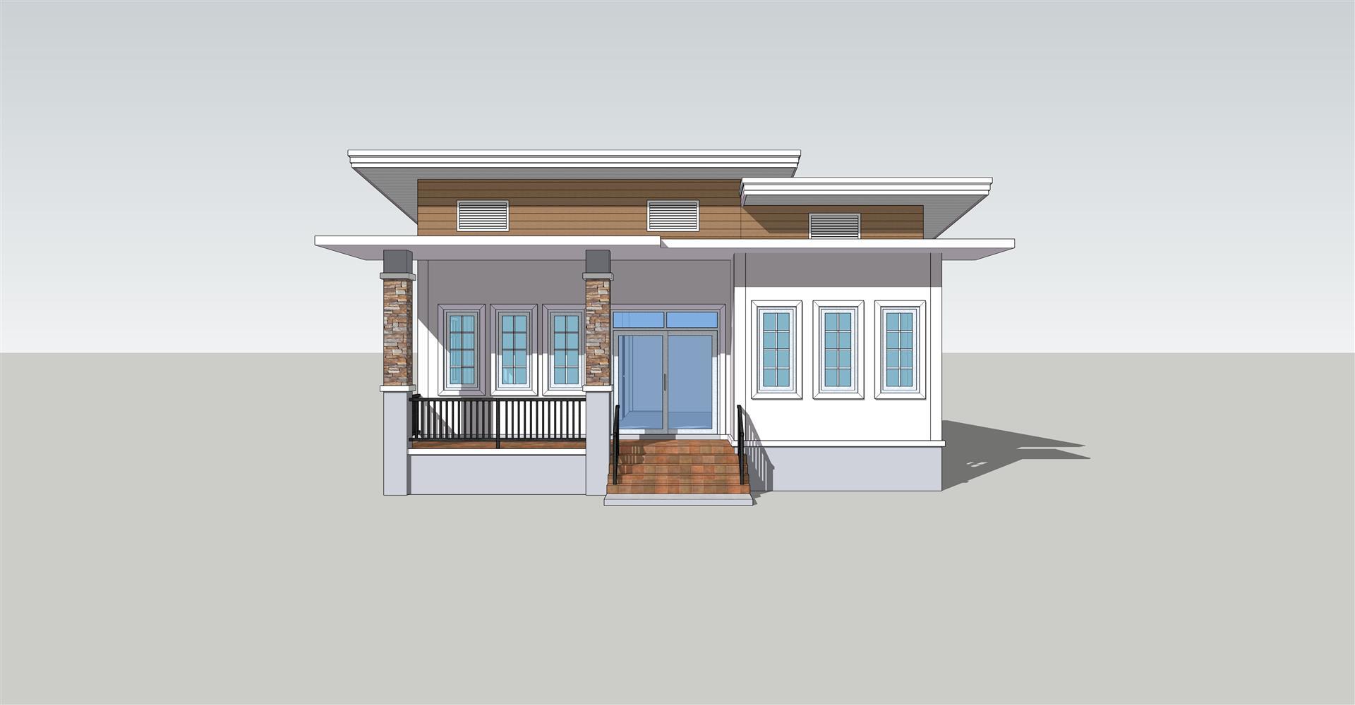 แปลนบ้านโมเดิลแบบบ้านชั้นเดียว บ้านเกษตรวังหิน BluePrint-0153 แบบบ้าน 3ห้องนอน 1ห้องน้ำ  พื้นที่ใช้สอยในตัวบ้านรวม 122 ตารางเมตรมีห้องพระ ราคา  4,500 บาท*ส่งฟรี