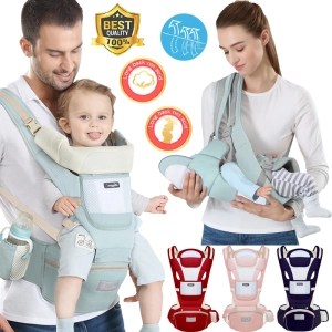 สินค้า เป้อุ้มเด็ก 0-4 ปี Baby Carrier เป้อุ้มเด็กผ้าฝ้ายตะข่าย 3D ระบายอากาศ อุ้มทารกแรกเกิดแบบนอนได้ 3IN1 Baby Hipseat Ergonomic Baby Carrier Soft Cotton