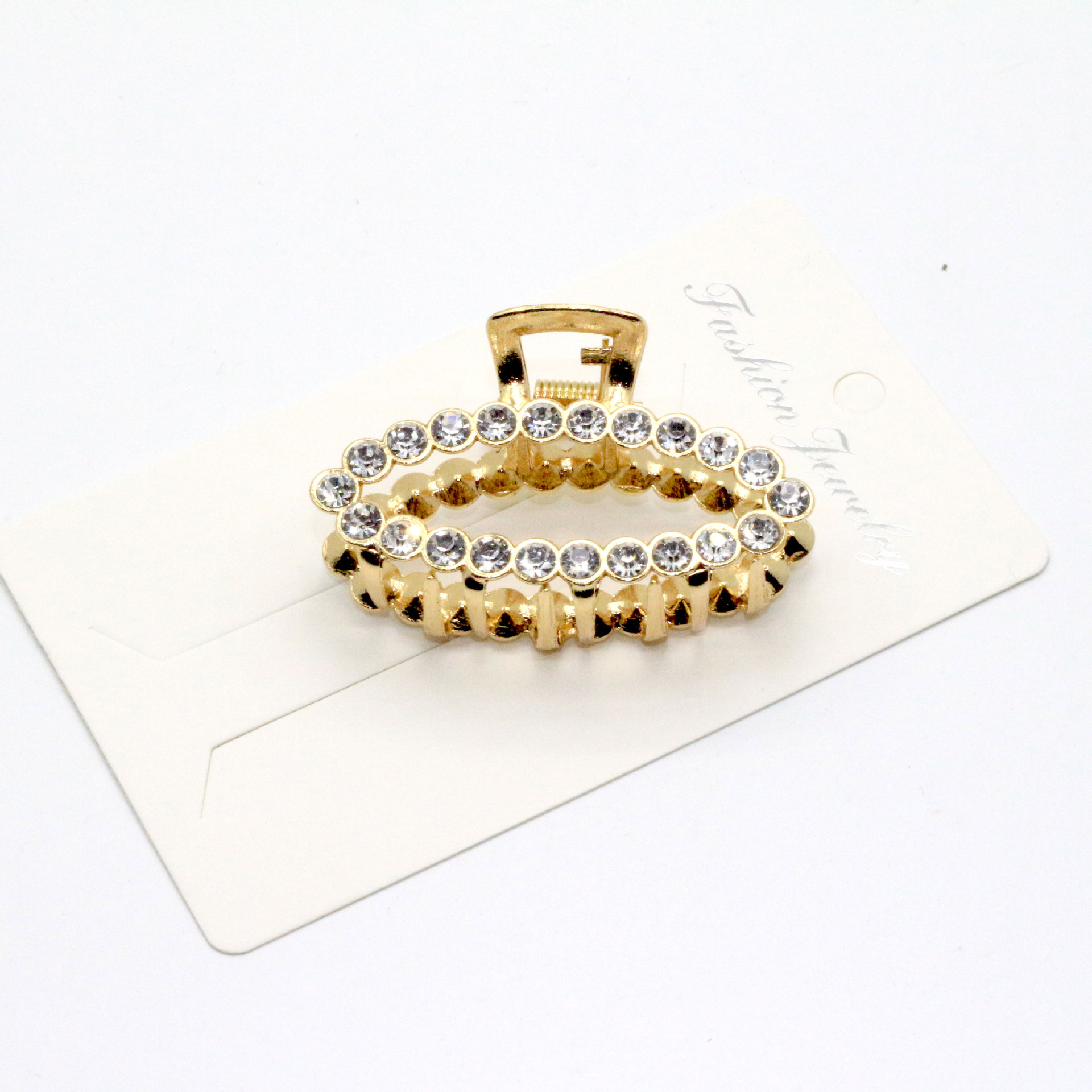 กิ๊บติดผมมุกประดับเพชรสีทองเมทัลลิกHair accessories metallic gold diamond pearl hair grab clip