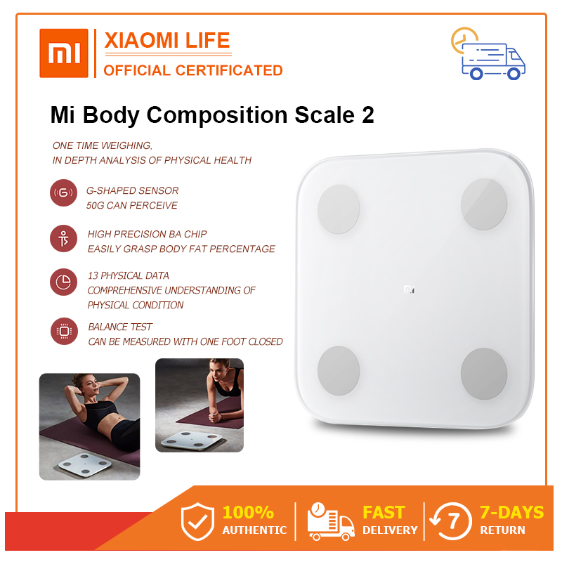 Global version-รับประกัน 1 ปี Xiaomi Mi Body Composition Scale 2 เครื่องชั่งน้ำหนัก body fat scale Smart Fat ที่ชั่ง ตาชั่ง เครื่องชั่ง xiaomi เชื่อมโยงไปยัง MIfit APP