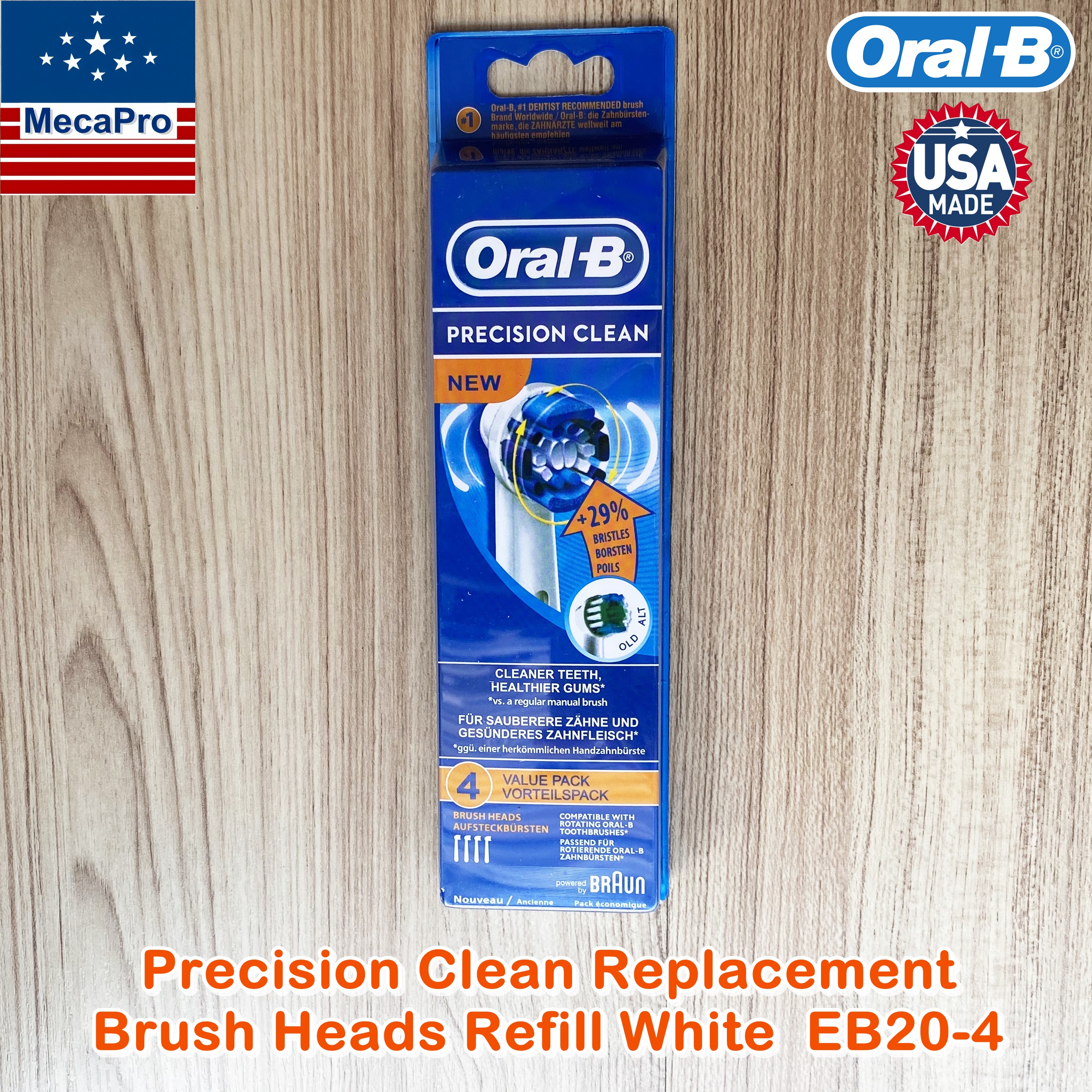 Oral-B® Precision Clean Replacement Brush Heads Refill, White รุ่น EB20-4 หัวแปรงสีฟันไฟฟ้า สีขาว 4 ชิ้น/แพ็ค