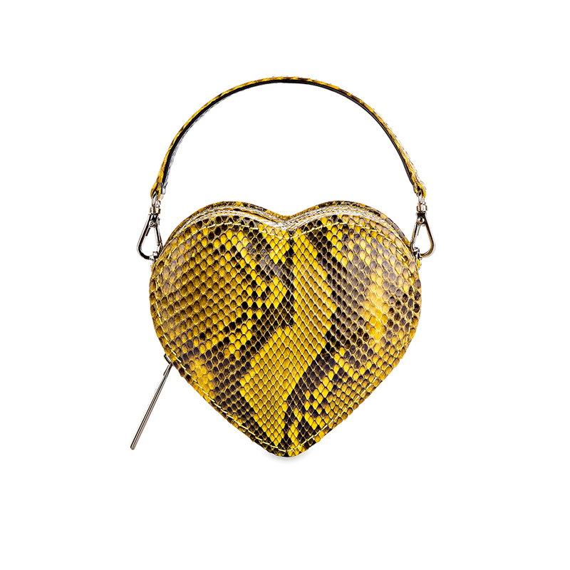 [S'UVIMOL] Tiny Heart Bag - Glossy Yellow PYTHON กระเป๋าจิ๋วทรงหัวใจหนังงูสีเหลืองเงา ราคา 8,090 บาท*ส่งฟรี