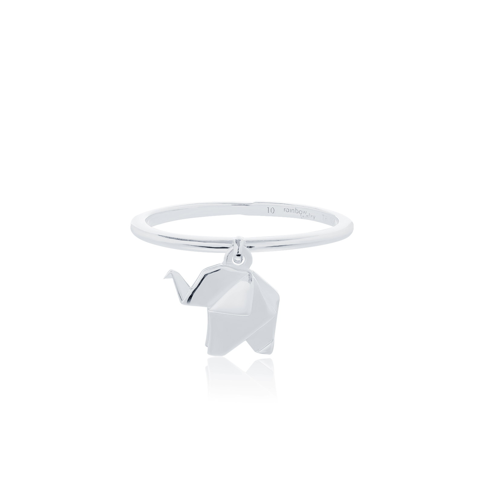ORIGAMI LUCKY RING แหวนห้อยจี้ลายกระดาษพับ สัญลักษณ์แห่งความโชคดี และ ความสุข 13 ลาย สี White Gold