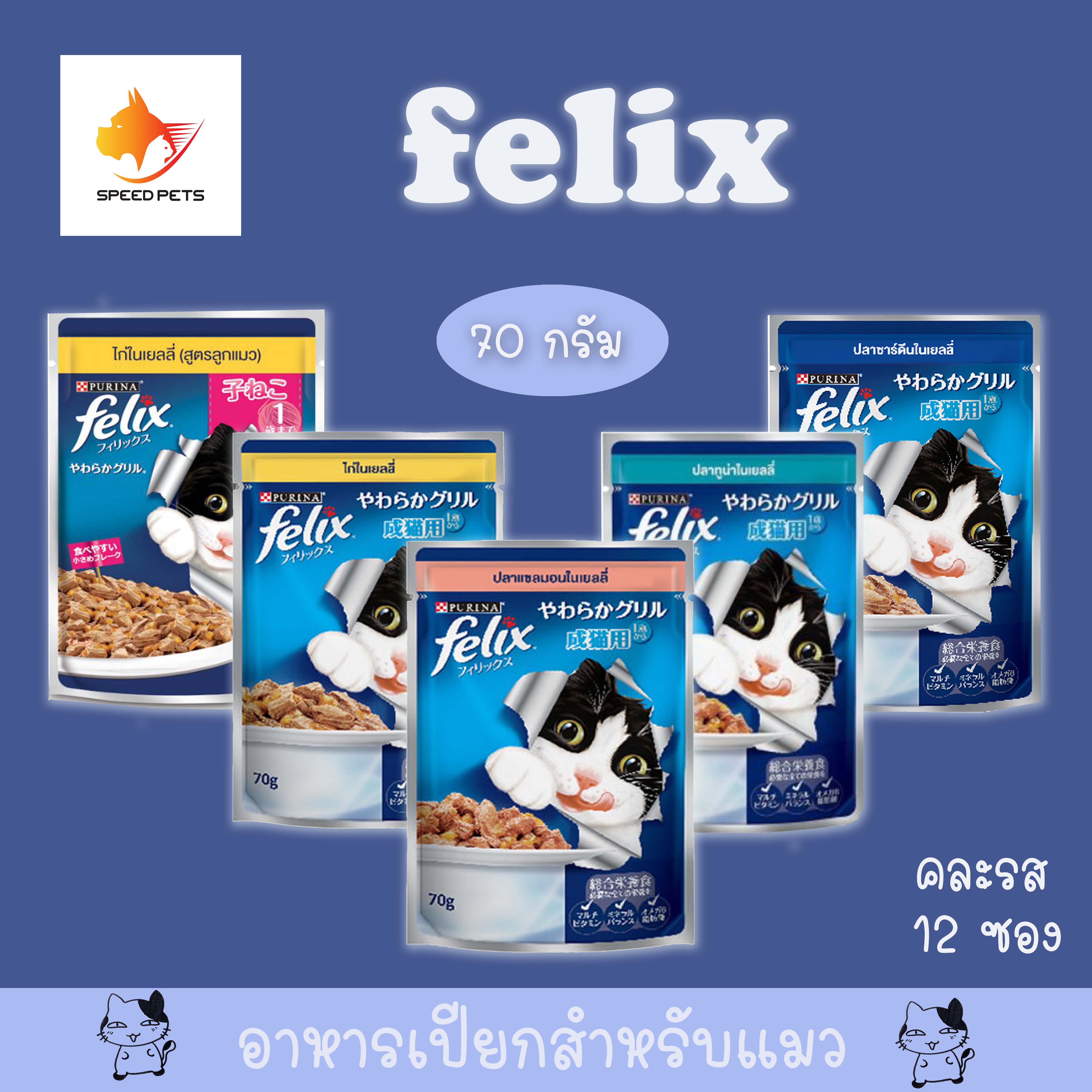 Felix Pouch Cat Food อาหารเปียก แมว ขนาด 70 กรัม  แบบคละรส