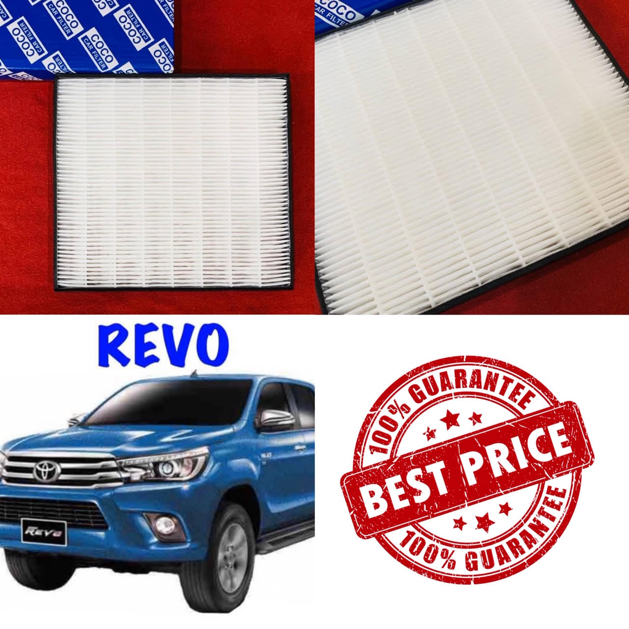 HEPAแท้ HEPA Filter Air กรองแอร์HEPA เกรดพรีเมี่ยม ฟิลเตอร์ โตโยต้า รีโว่ Toyota Revo (กรอง pm2.5 ได้)