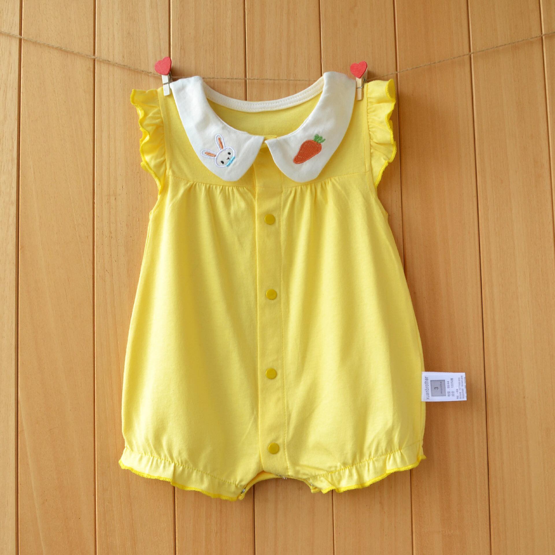 ชุดบอดี้สูทขาสั้นสีเหลืองสดใส สำหรับเด็กผู้หญิง Items สุดน่ารัก ผลิตจากผ้าฝ้ายแท้ 100%