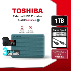 สินค้า Toshiba External 1TB USB3.2  Canvio Advance V10 Sec/Auto-backup (Green) External Harddrive HDD (TSB-HDTCA10AG3AA)