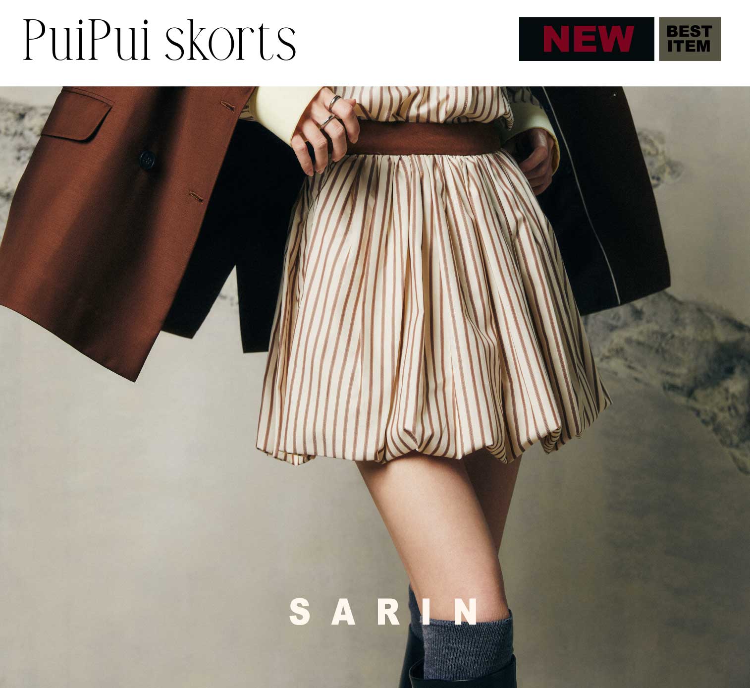 Sarin puipui skorts กระโปรงกางเกง ลายทางตรง pre order ราคา 1,890 บาท*ส่งฟรี