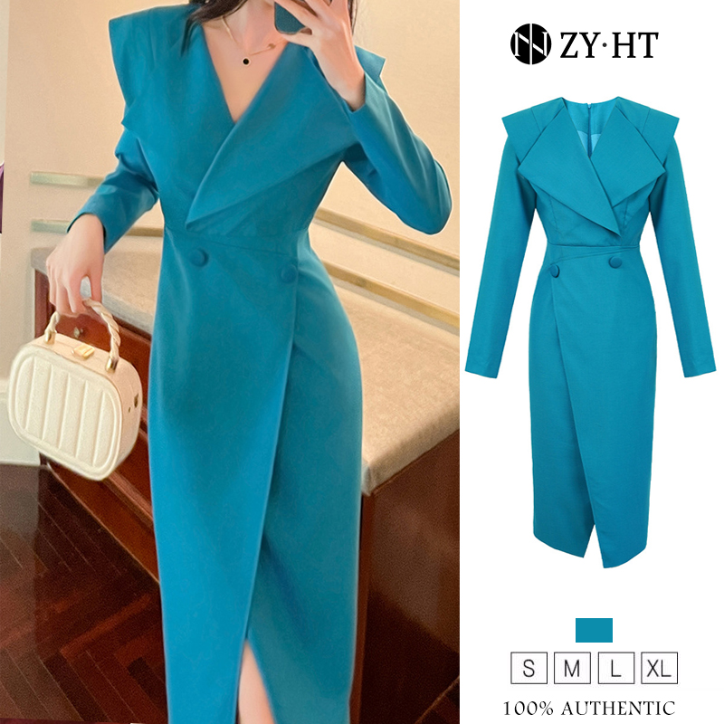 ZY.HT EraVogue เดรสผู้หญิง เดรสสีฟ้า เดรสเสื้อสูท เดรสแขนยาว เดรสทำงาน เดรสไฮโซ เดรสออกงาน เดรสไปงานแต่ง เดรสฝรั่งเศส 50492 ราคา 1,578 บาท*ส่งฟรี