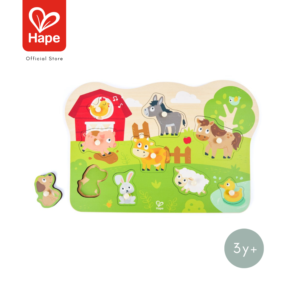 Hape - Farmyard Peg Puzzle Farm Peg Puzzle 3Y+ ราคา 590 บาท*ส่งฟรี