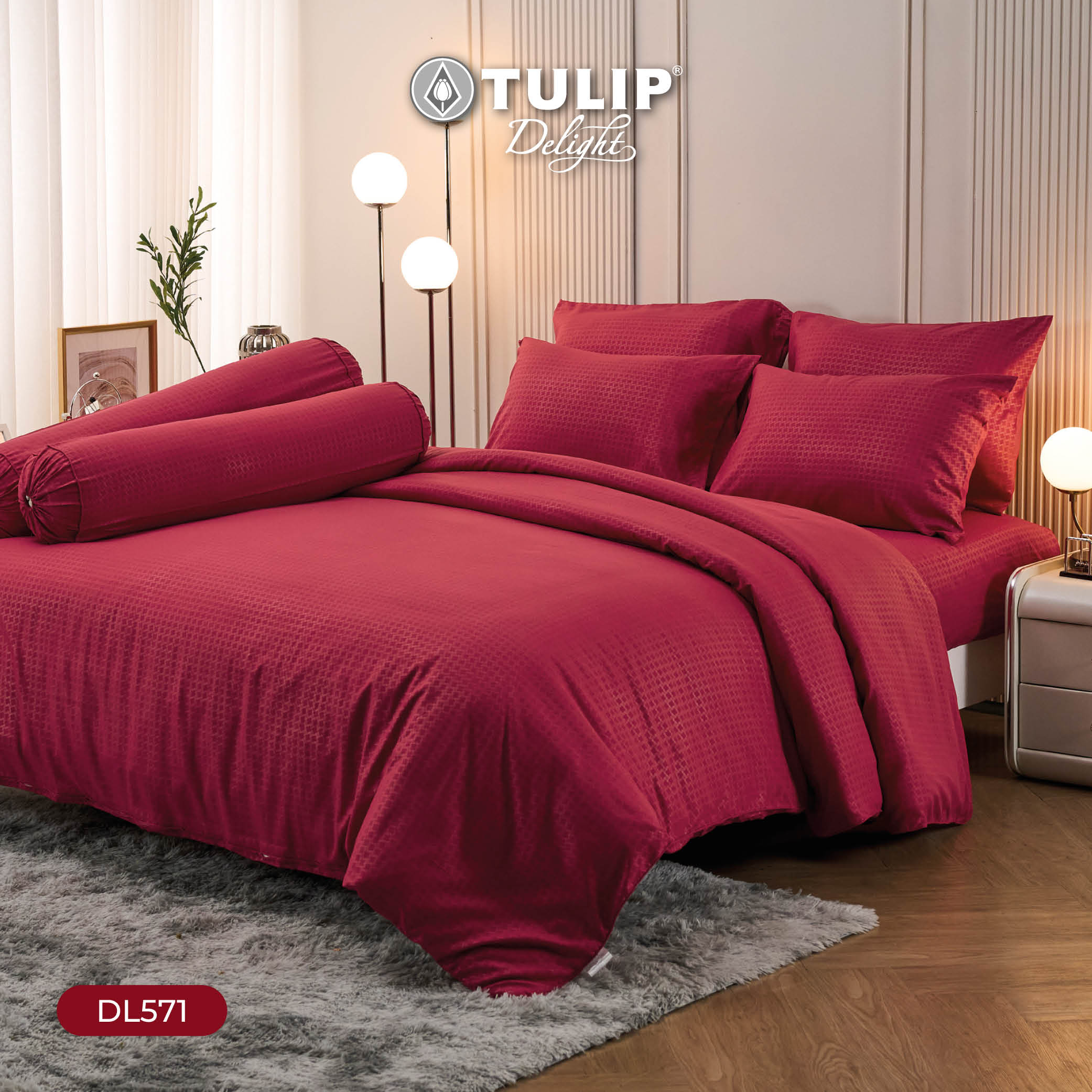 (NEW) TULIP Delight สีพื้นอัดลาย DL571 มีลายนูนเบาๆ บนเนื้อผ้าสัมผัสได้ ชุดผ้าปูที่นอน ผ้าปูที่นอน ผ้าห่มนวม ราคา 590 บาท*ส่งฟรี