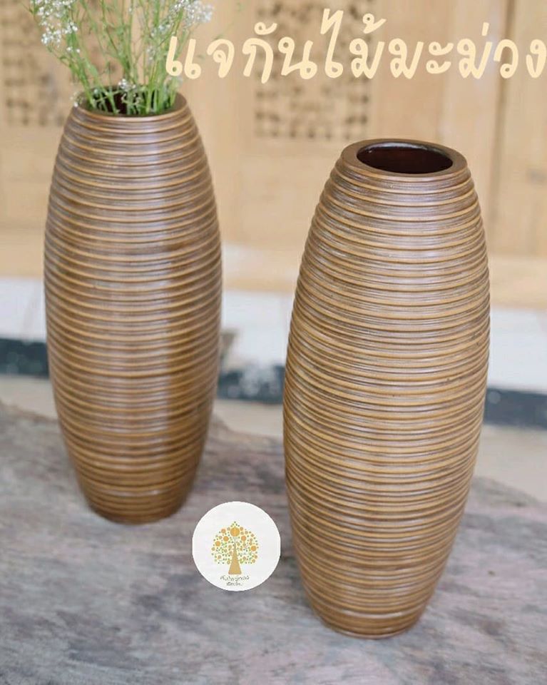 แจกัน แจกันไม้ แจกันดอกไม้แห้ง wooden flower vase 6x15 นิ้ว