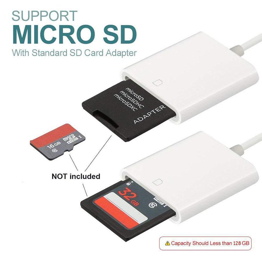 การ์ดรีดเดอร์ SD & Micro SD สายต่อคอมพิวเตอร์อะแดปเตอร์สำหรับ SD Card Reader, Lightning Adapter Cable for iPhone X 8 7 6 6 S PLUS Bravo mart