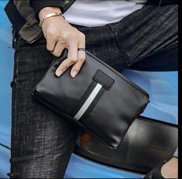 มีรับประกัน OSAKA กระเป๋าถือผู้ชาย ใบกะทัดรัด หนัง PU รุ่น NE845- สีดำ