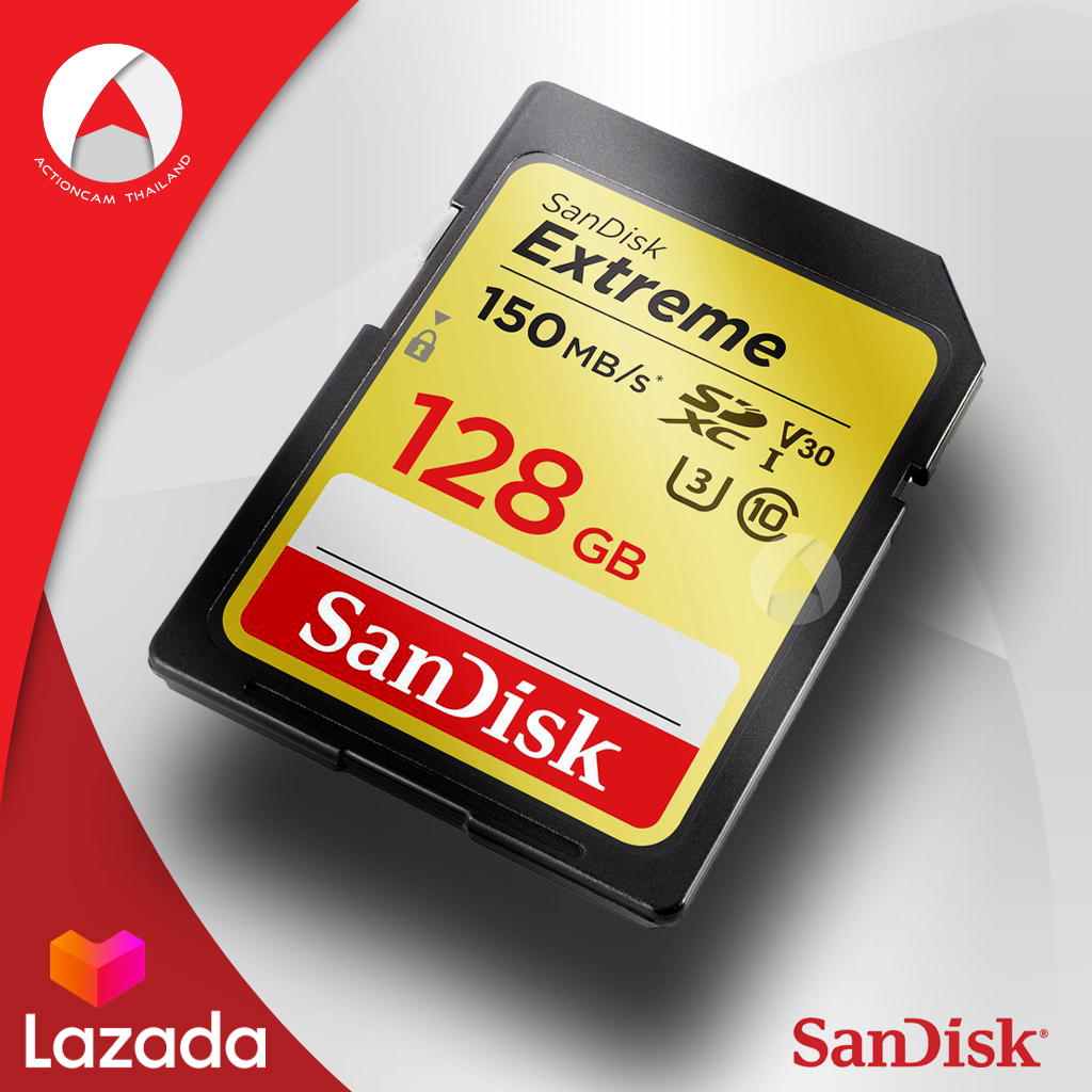 SanDisk Extreme SD Card 128GB SDXC ความเร็ว อ่าน 150MB/s เขียน 60MB/s (SDSDXV5_128G_GNCIN) เมมโมรี่ การ์ด แซนดิส กล้อง ถ่ายภาพ ถ่ายรูป ถ่ายวีดีโอ กล้องDSLR กล้องโปร กล้องมิลเลอร์เลส Mirrorless รับประกันตลอดอายุการใช้งาน โดย Synnex