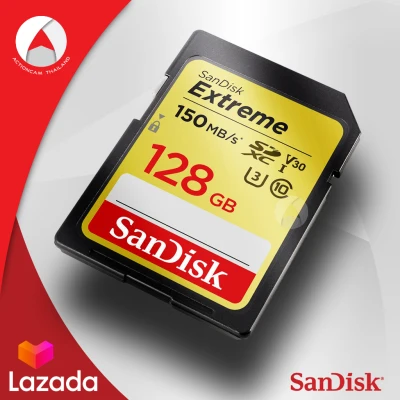 SanDisk Extreme SD Card 128GB ความเร็ว อ่าน 90MB/s เขียน 60MB/ (SDSDXVF_128G_GNCIN) เมมโมรี่ แซนดิส